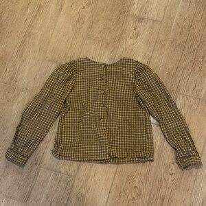 Zara Yellow & Black Plaid Button-Down Shirt